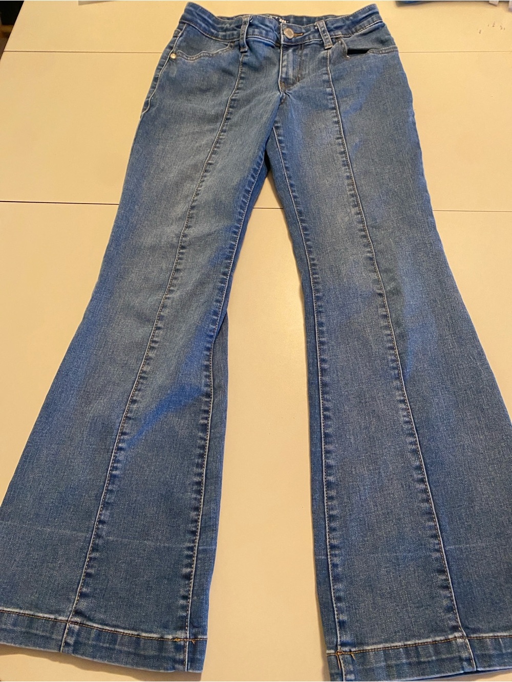 Girl’s  Blue Flared Jeans-14 Classic Stretch Denim Back To School
